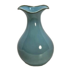 Southern Living At Home Blue Ceramic Vase 12" Wavy Rim Decor EUC